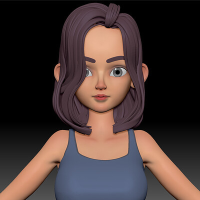 ZBrush Stylized Character Girl Base Mesh with Gym Clothes - Amy Girl Style 2