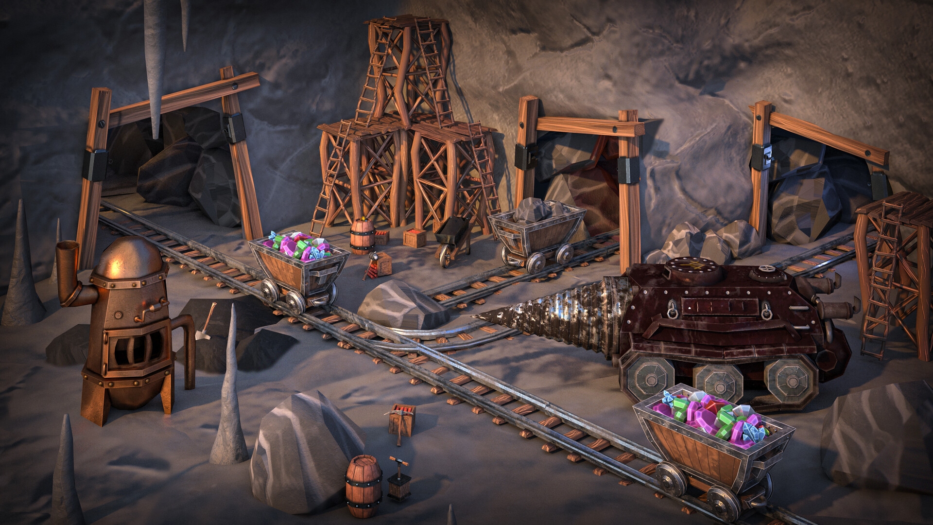 ArtStation Dwarf mine Final render