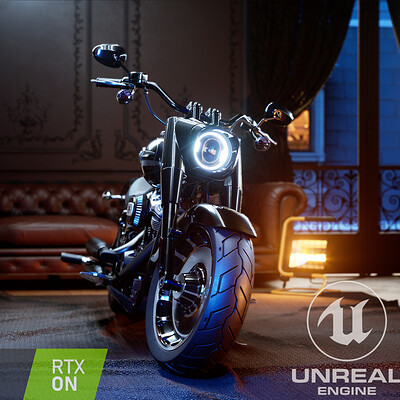 UE4 - Harley "Fat Boy" Davidson rendered with RAYTRACING