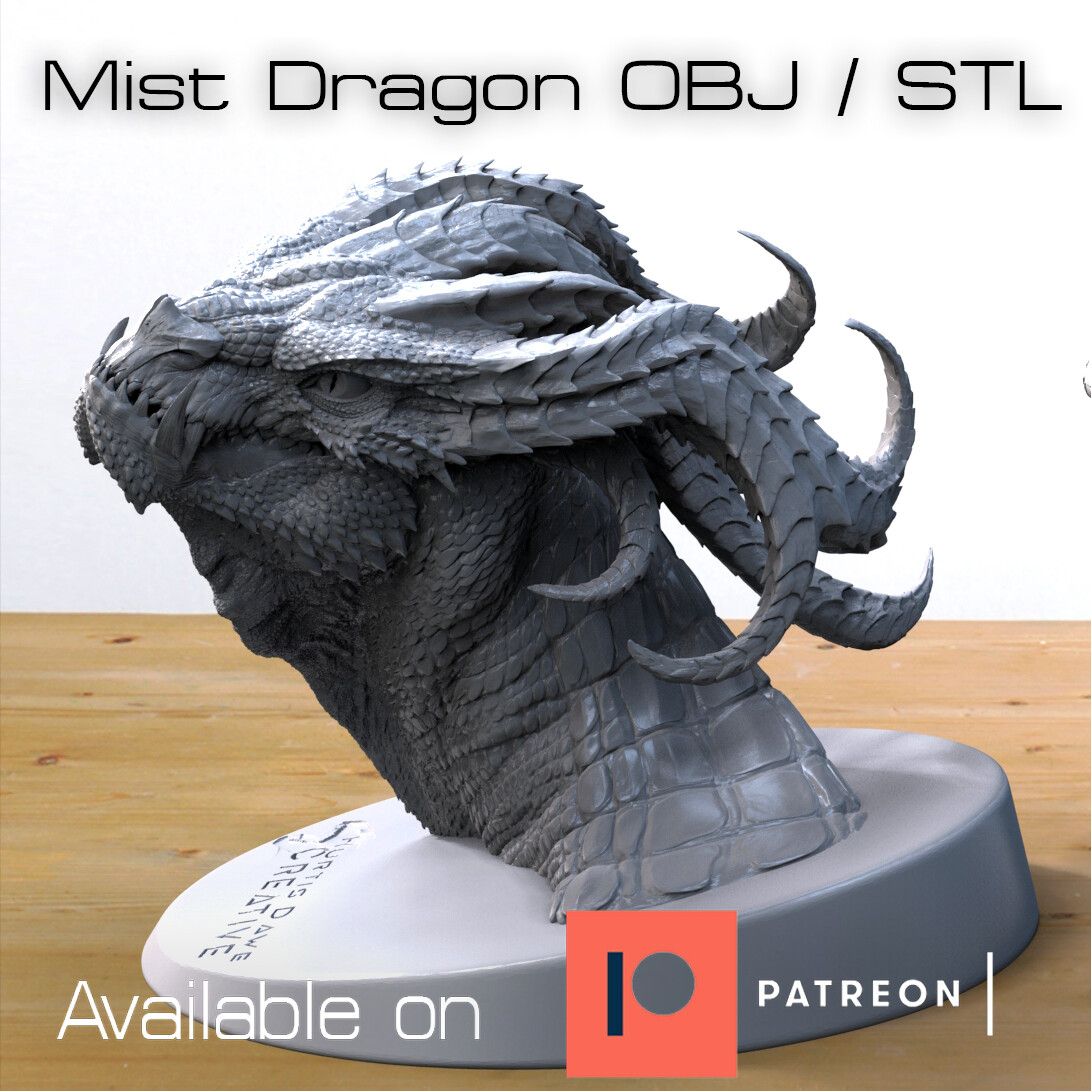 Mist Dragon STL and OBJ 