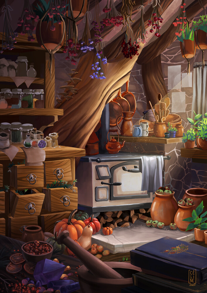 ArtStation - The Kitchen of the Green Witch