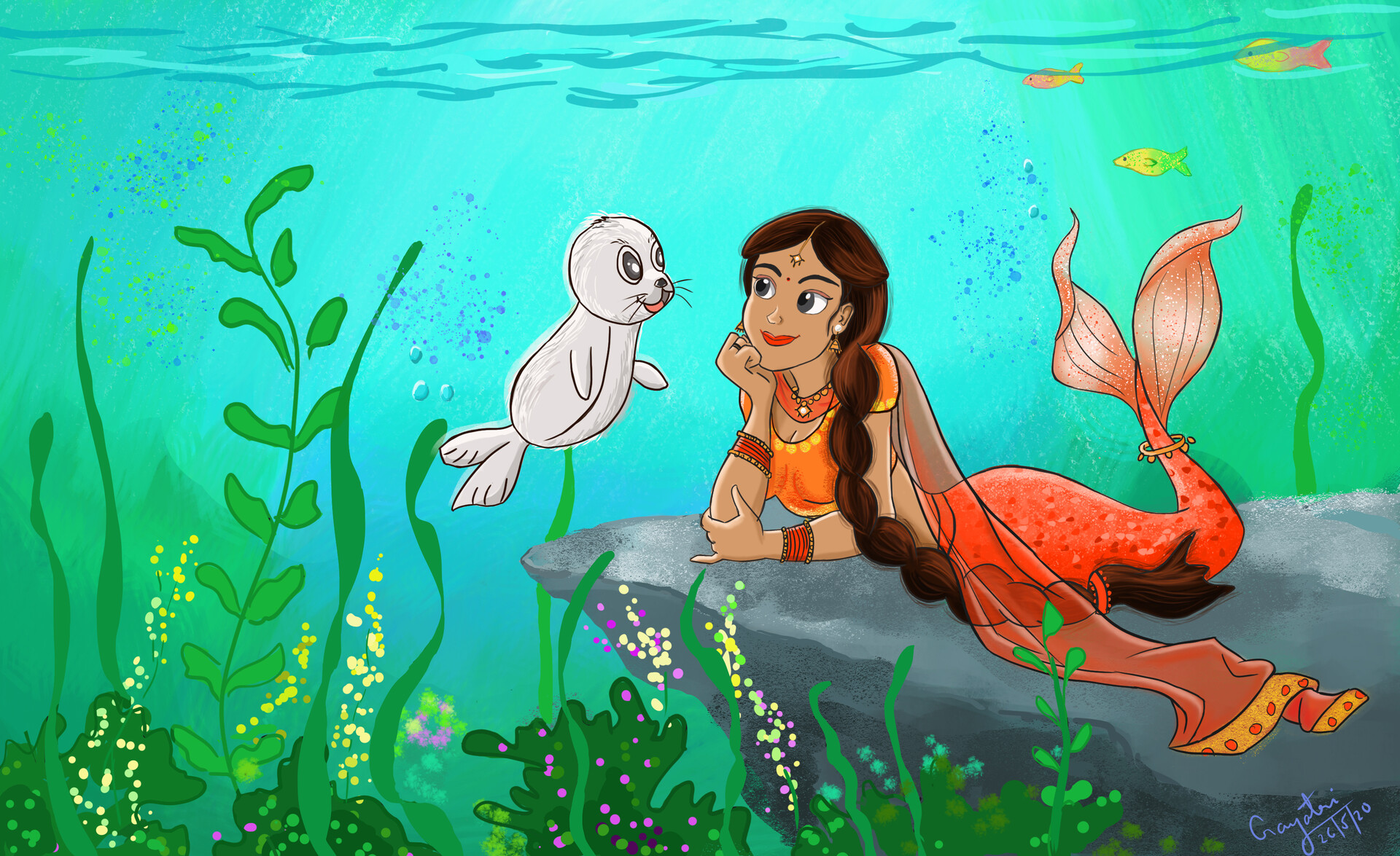 Indian Mermaid Paintings