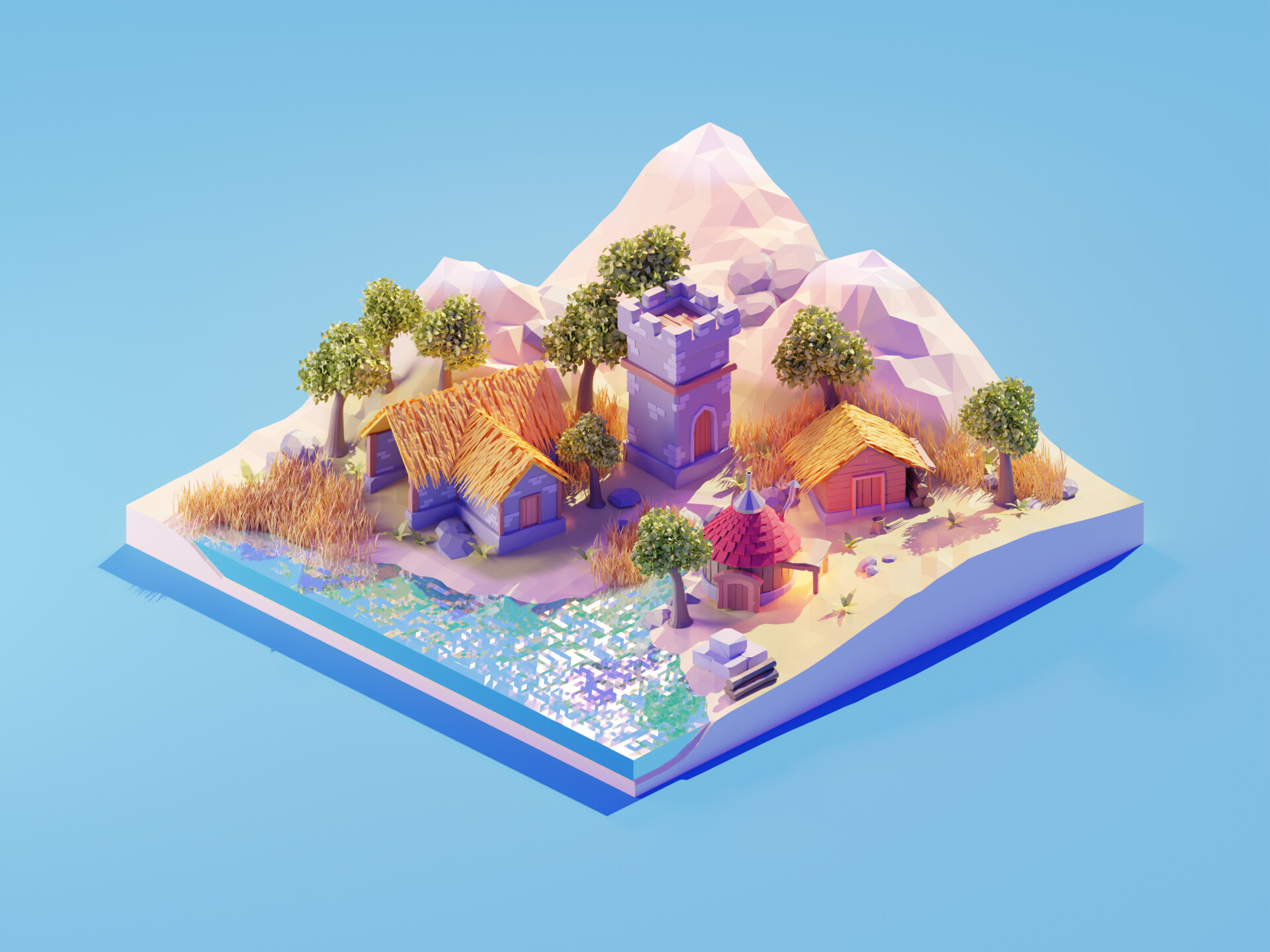 ArtStation - Village (isometric)