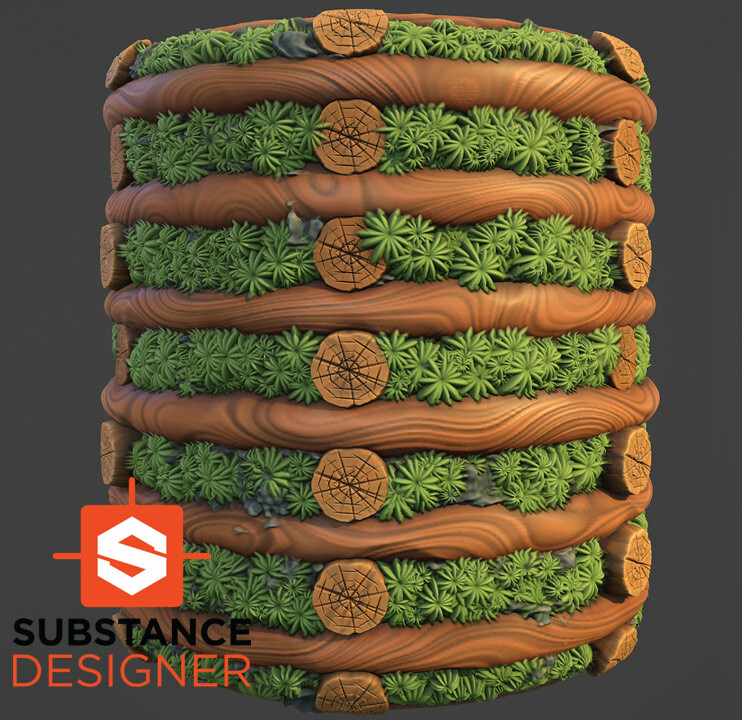 ArtStation - Stylized Wood Log Material - Substance Designer