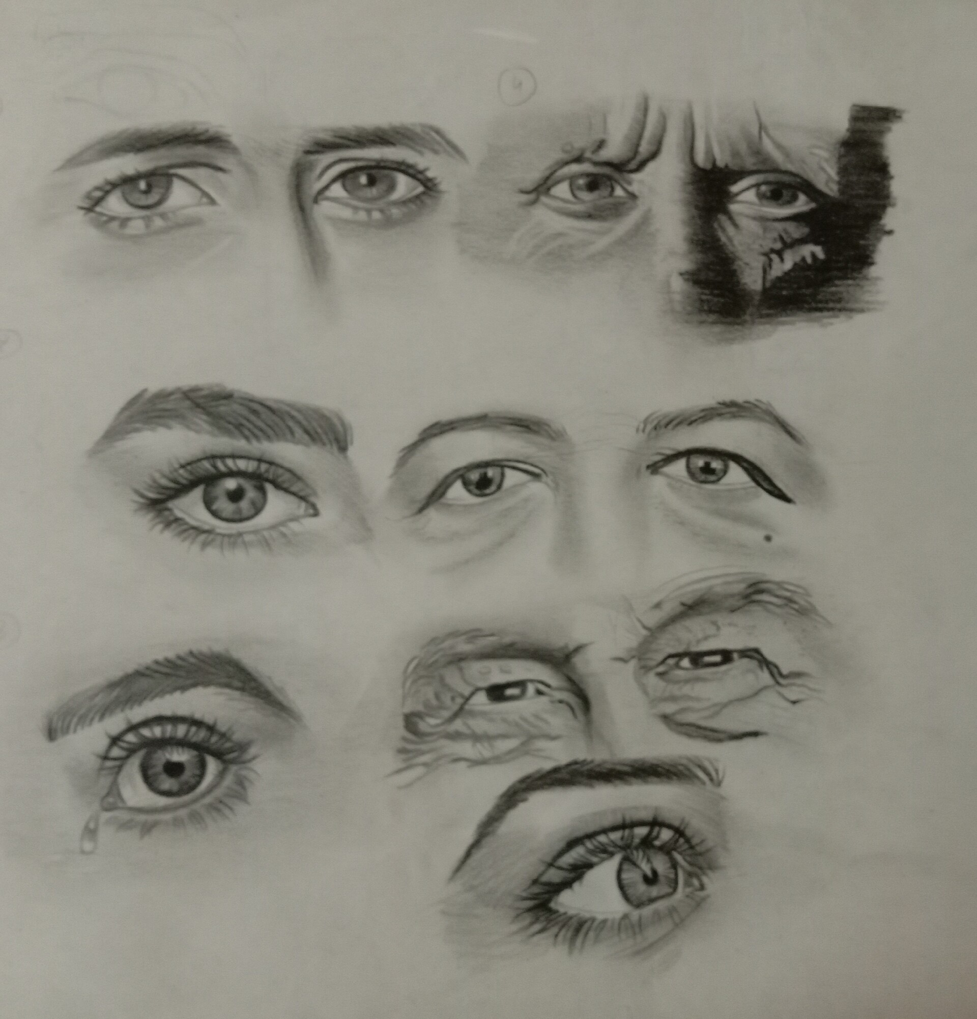 ArtStation - Eyes, nose, lip, ear, hair sketch and stylized sketch