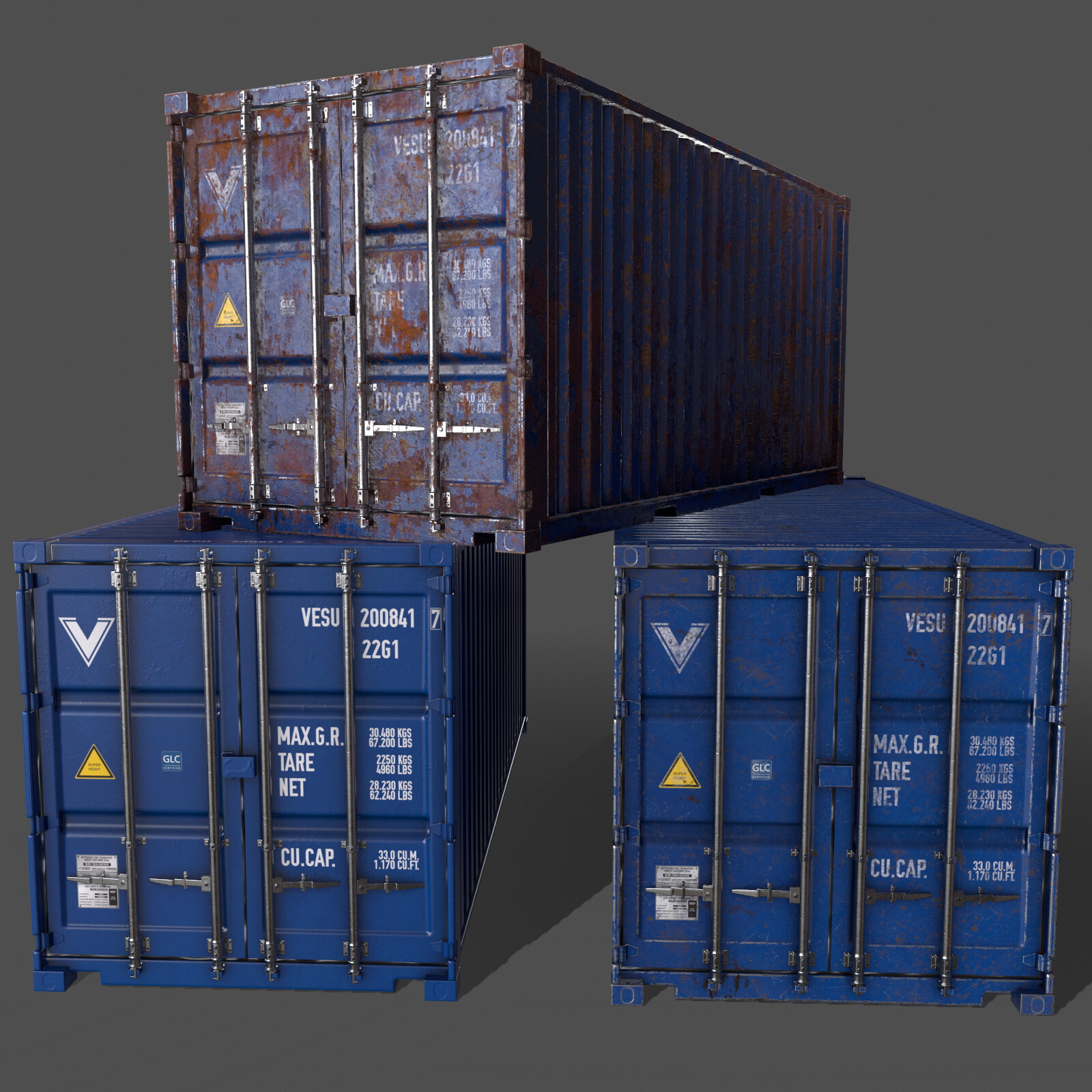 ArtStation - PBR 20 ft Shipping Cargo Container Version 1 - Blue