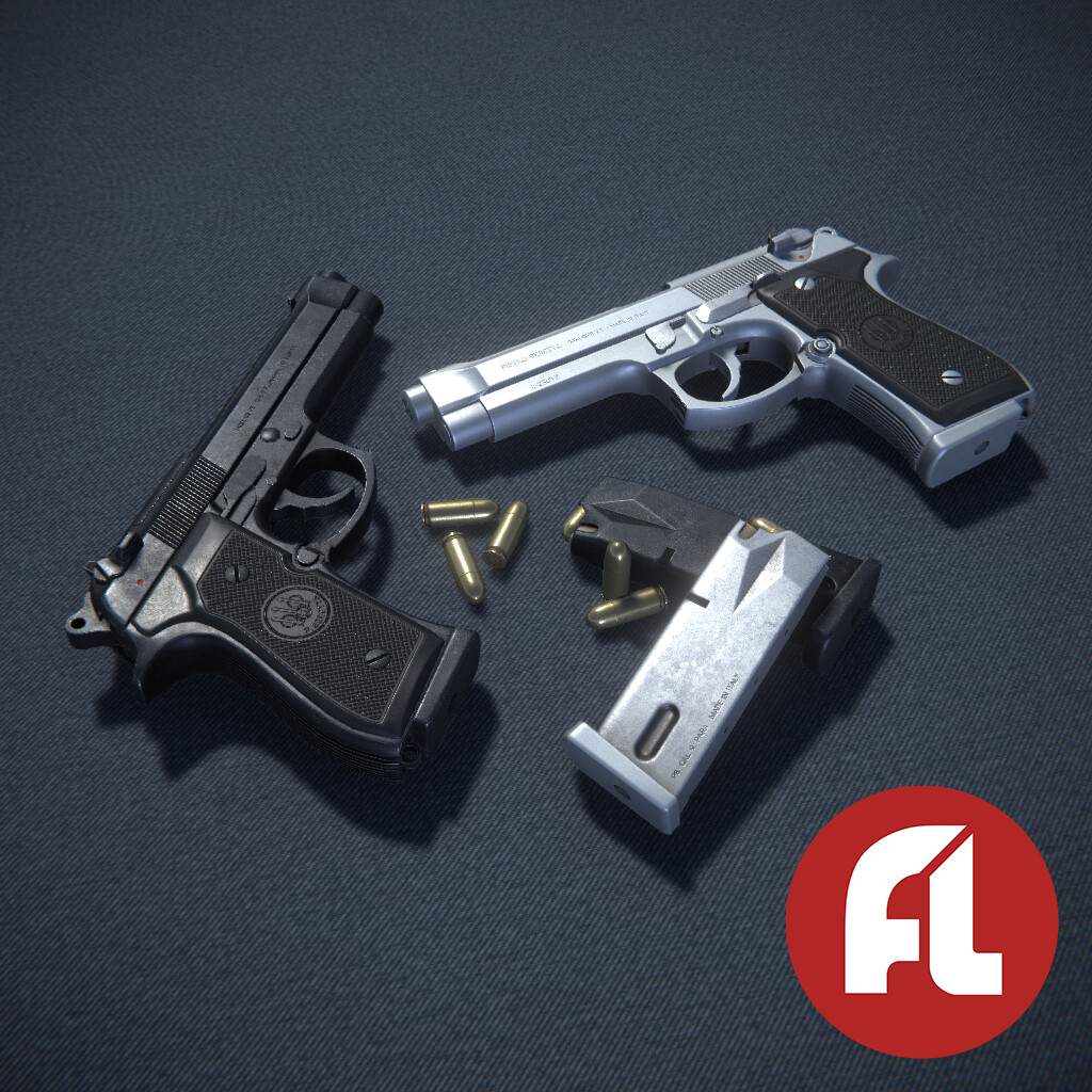 ArtStation - Pistol B92FS - PBR high quality game ready asset