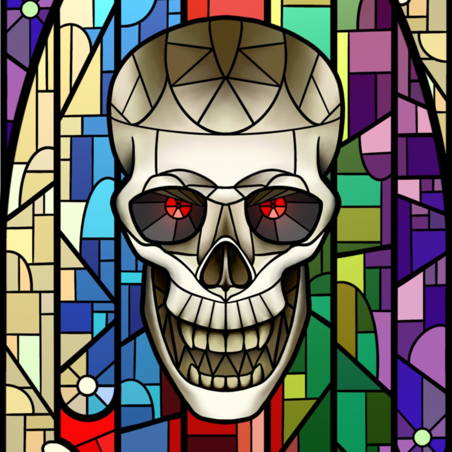 ArtStation Stained glass skulls