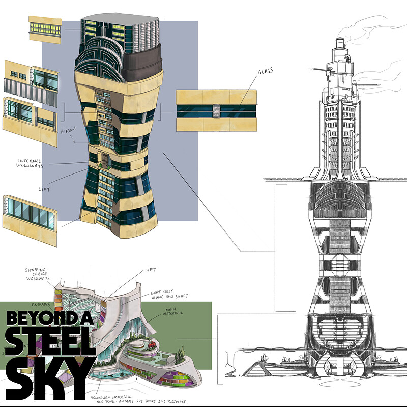 BEYOND A STEEL SKY: Union City Towers and paths_01