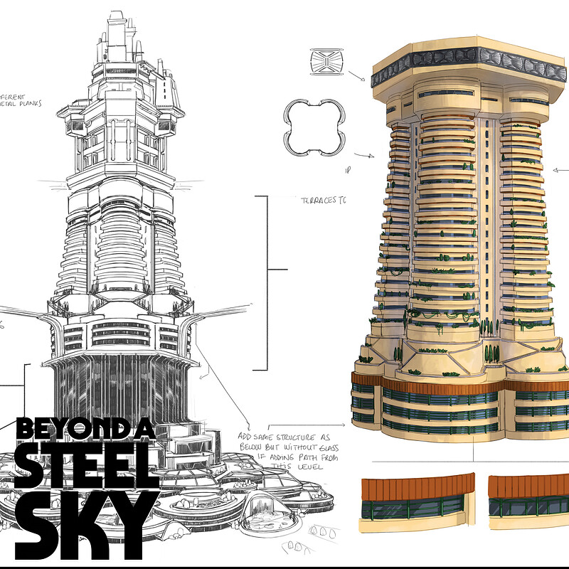 BEYOND A STEEL SKY: Union City Towers and paths_05