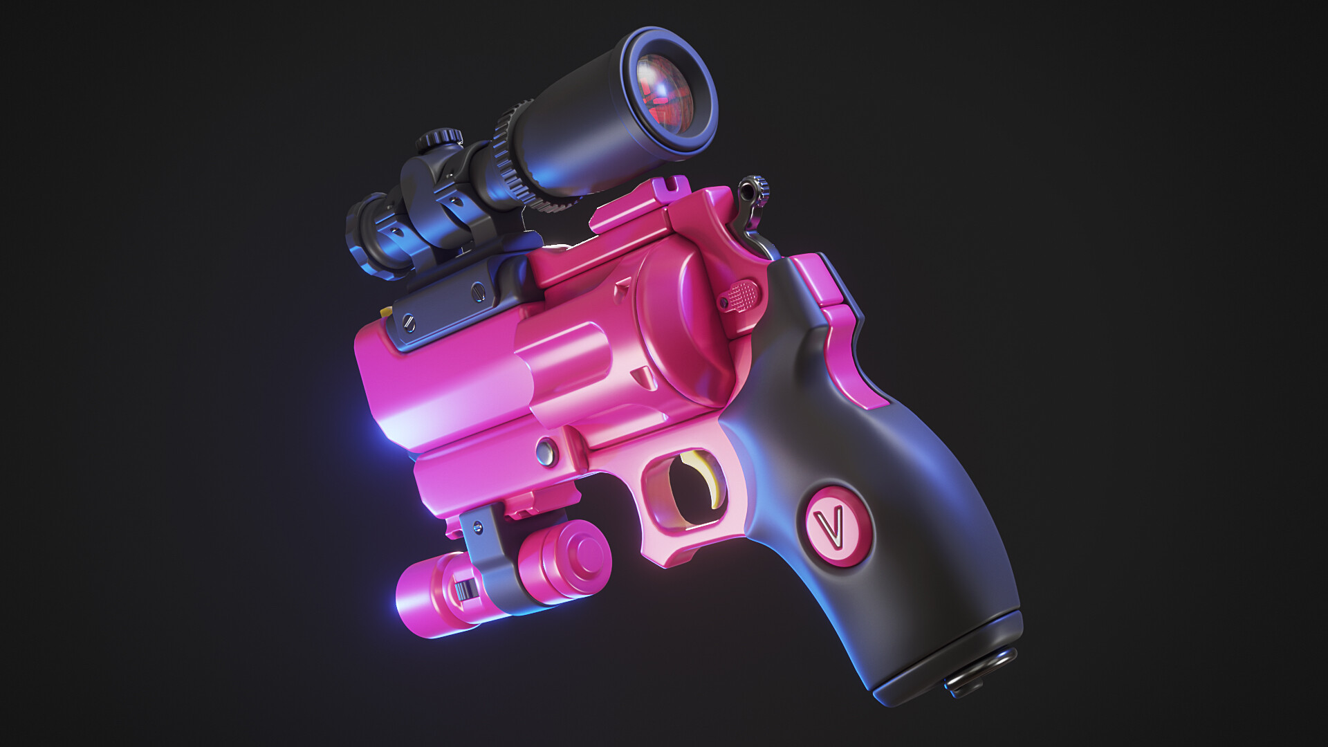 Artstation Pink Revolver Eevee Realtime Render Vitaly Rush