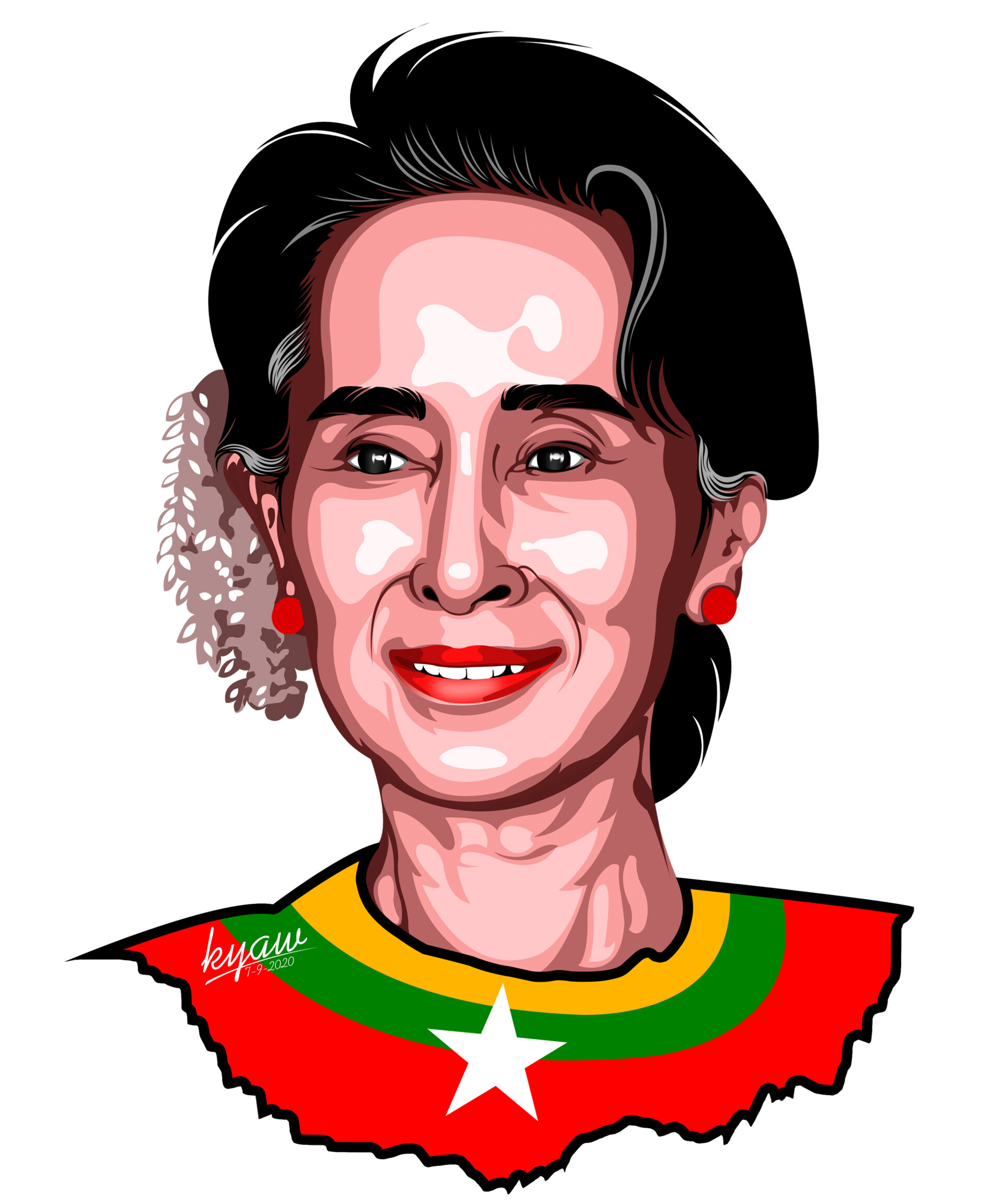 ArtStation - Aung San Suu Kyi Vector Portrait