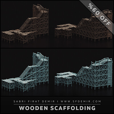 Medieval Wooden Scaffolding 3D Model