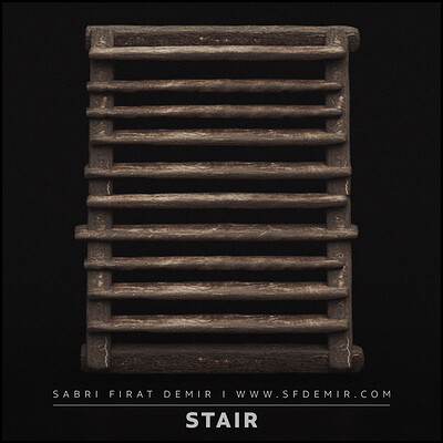 Medieval Wooden Stair 3D Model