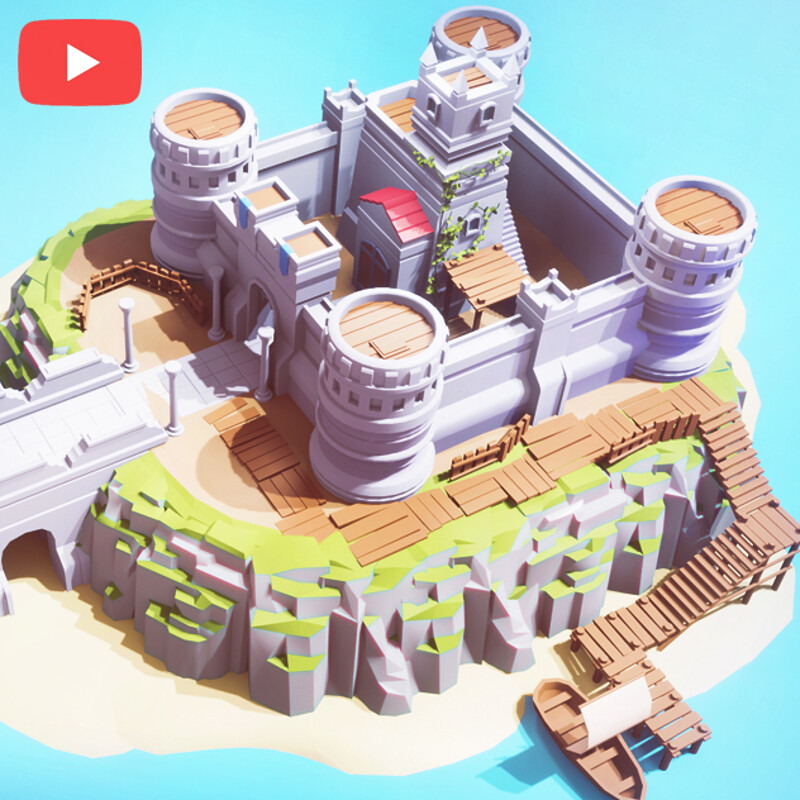 [Work in Progress] Low Poly CASTLE Blender 2.90 | Blender 2.90 to Unity | LowPoly Game Art