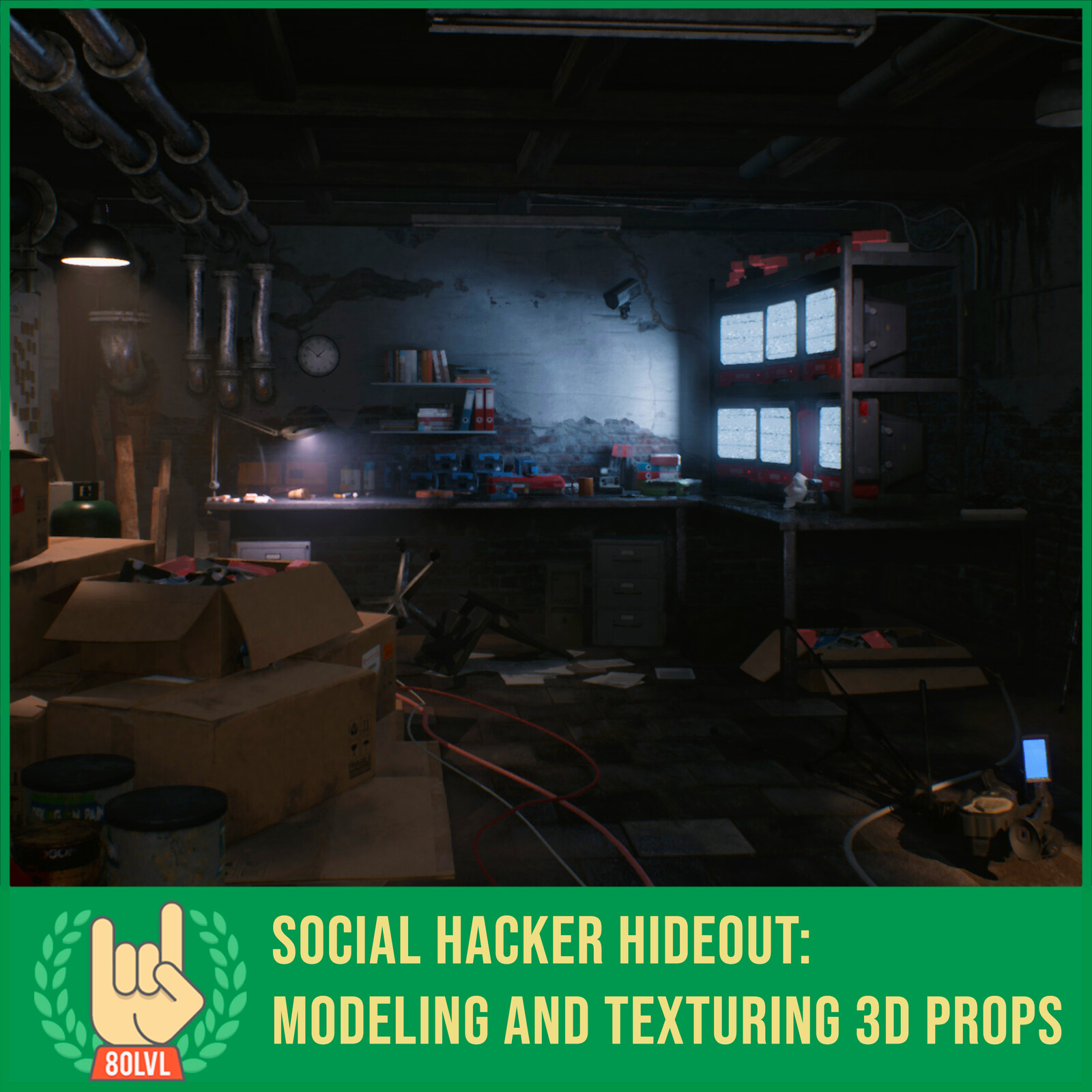 80 LVL - Social Hacker Hideout: Modeling and Texturing 3D Props