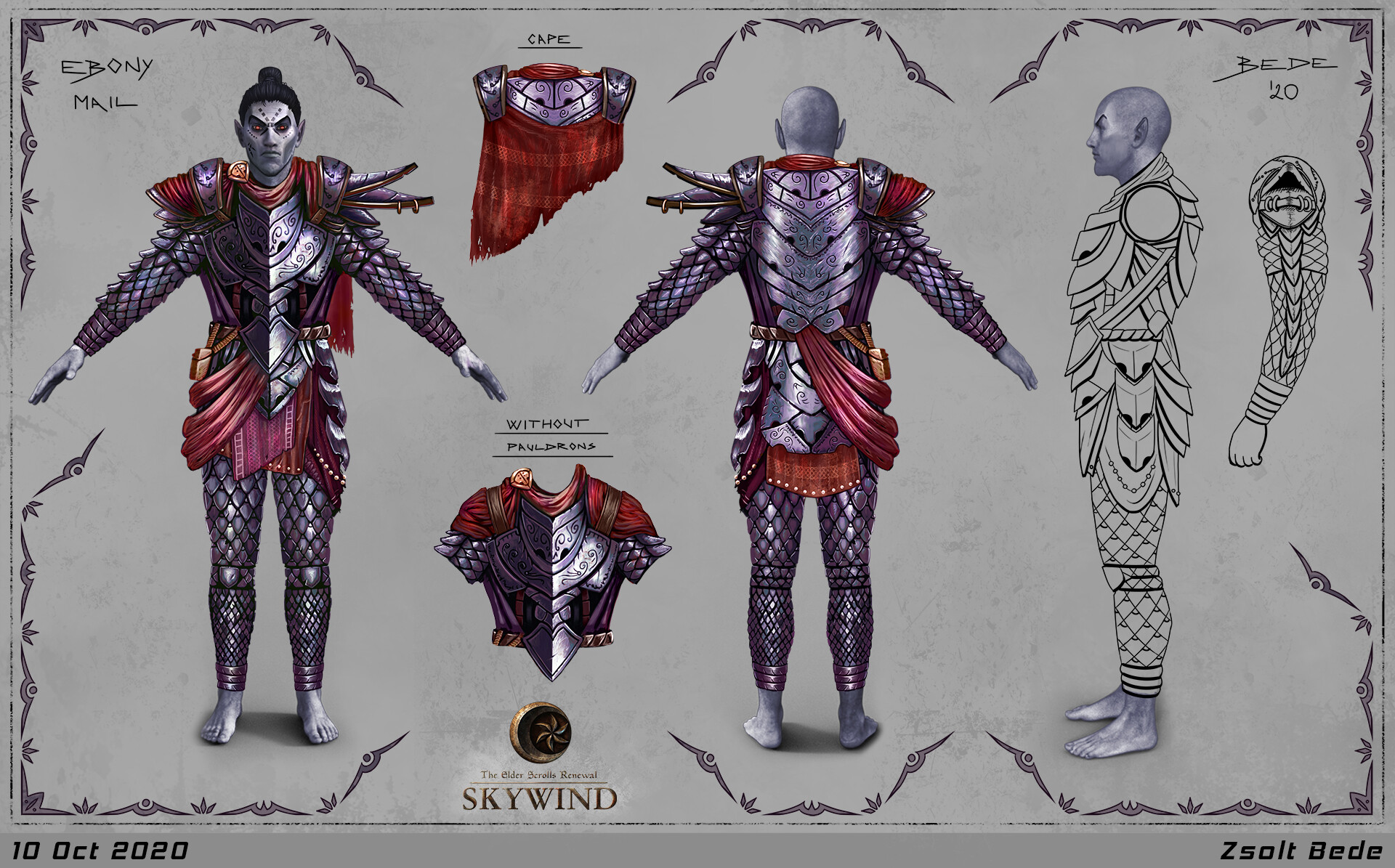 Concept art for the unique armor, Ebony Mail. 