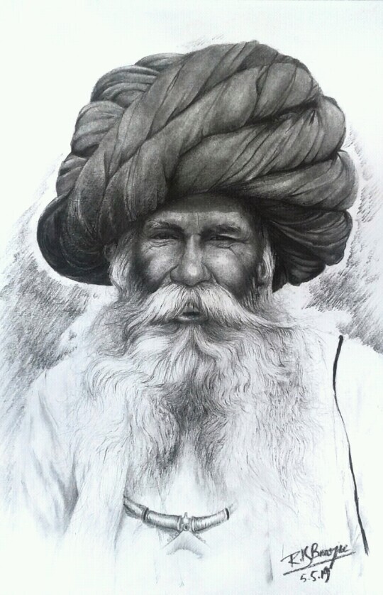 Wise Man of Rajasthan Drawing by Larry Corio - Pixels