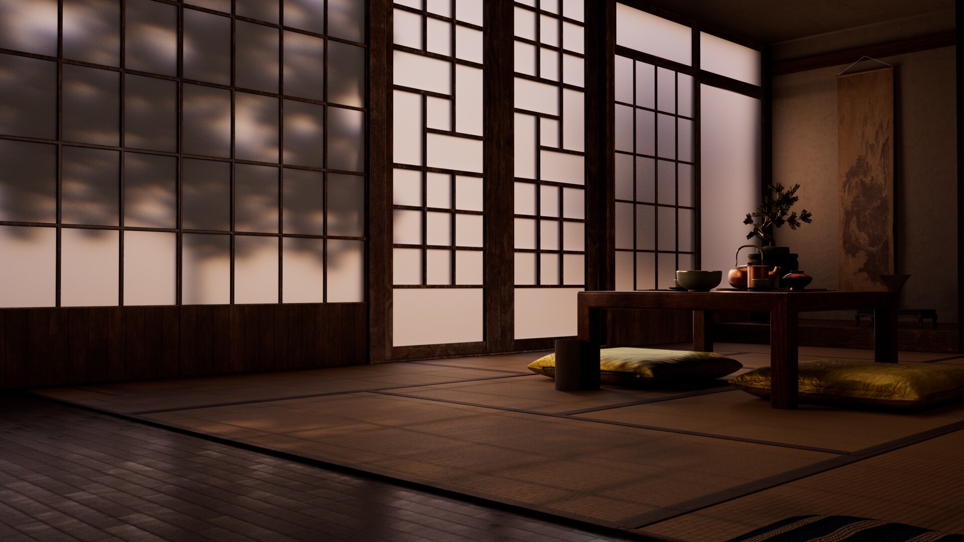 ArtStation Japanese Tea Room Environment