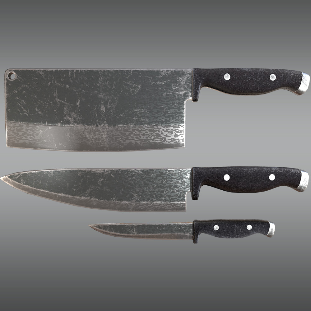 ArtStation Damascus Kitchen Knife Set   Casey Coauette Casey Coauette Damascus Kitchen Knife Set Icon 