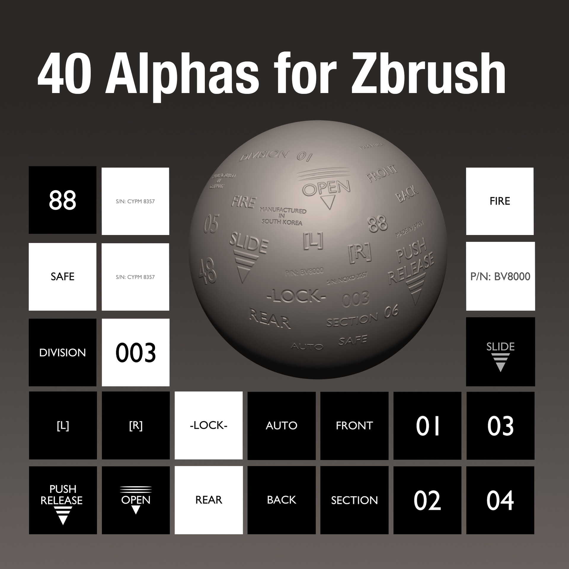 alpha words in zbrush
