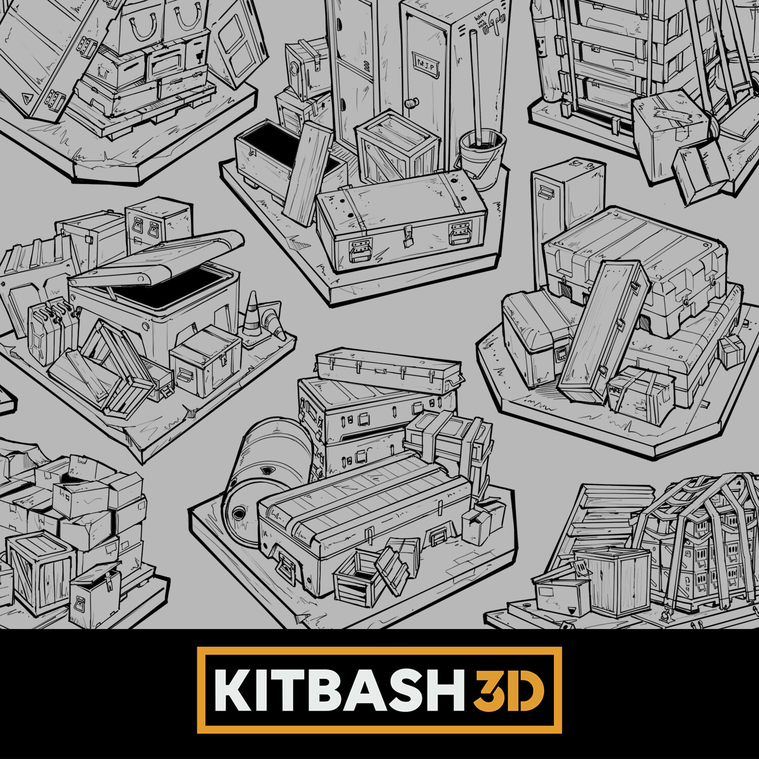 Artstation Kitbash3d Military Outpost Thumbnail Jian Zhi Jay Ng