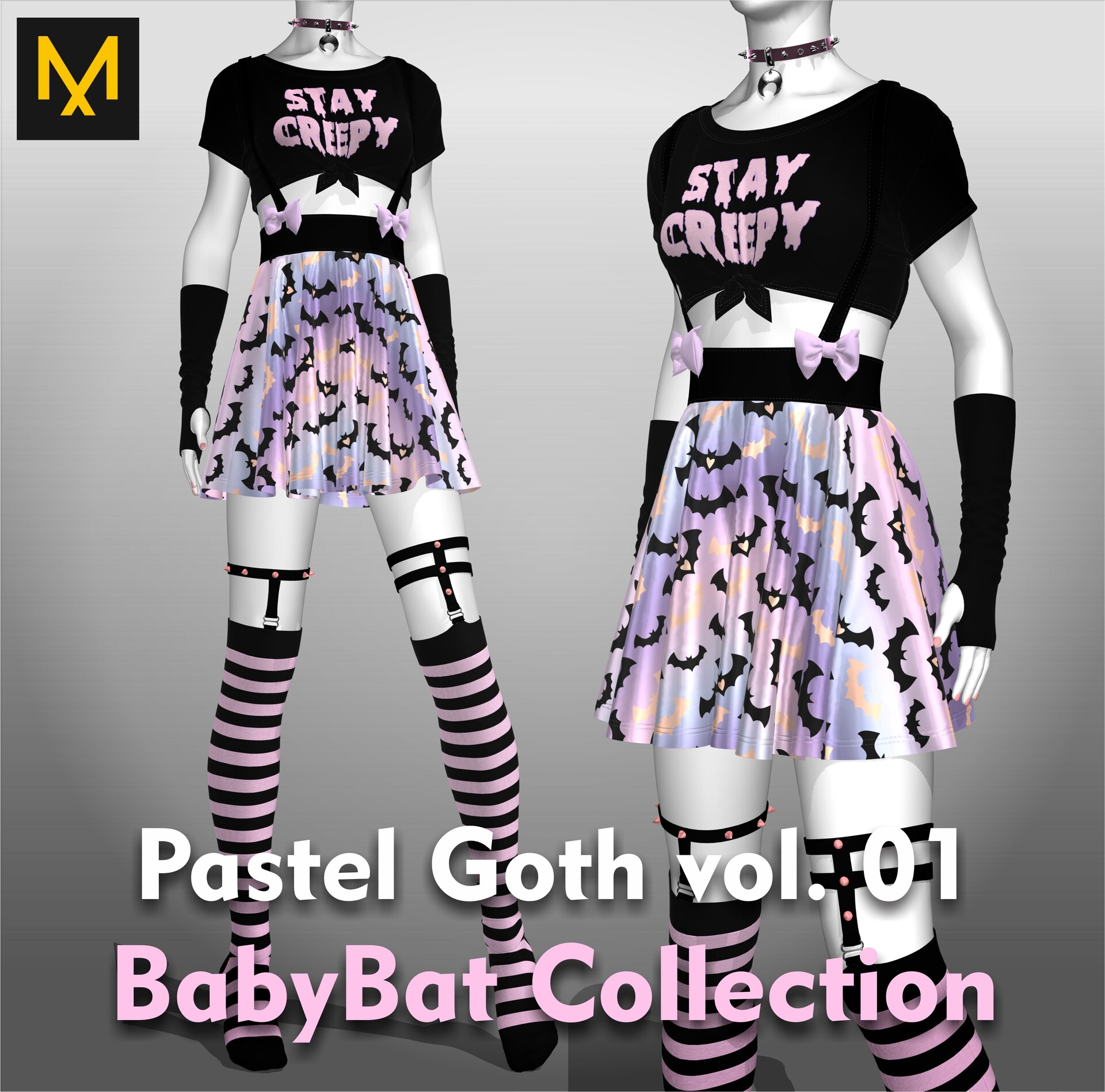 ArtStation Pastel Goth Outfit vol.01 BabyBat Collection