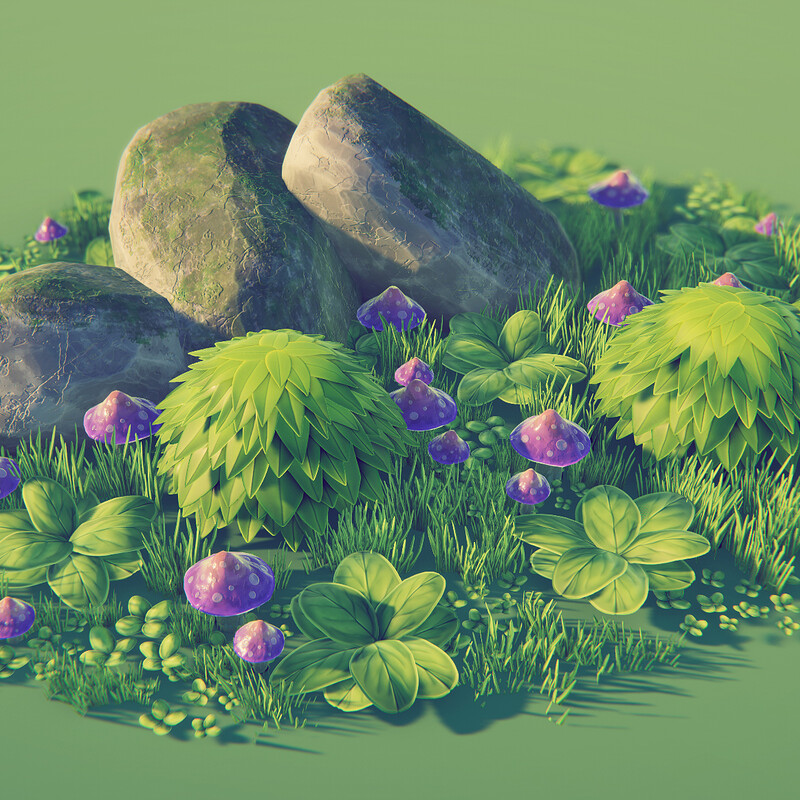 Game-ready Foliage & Rock | 3d Game Design | 3d Plants ( Game-ready Vegetation)