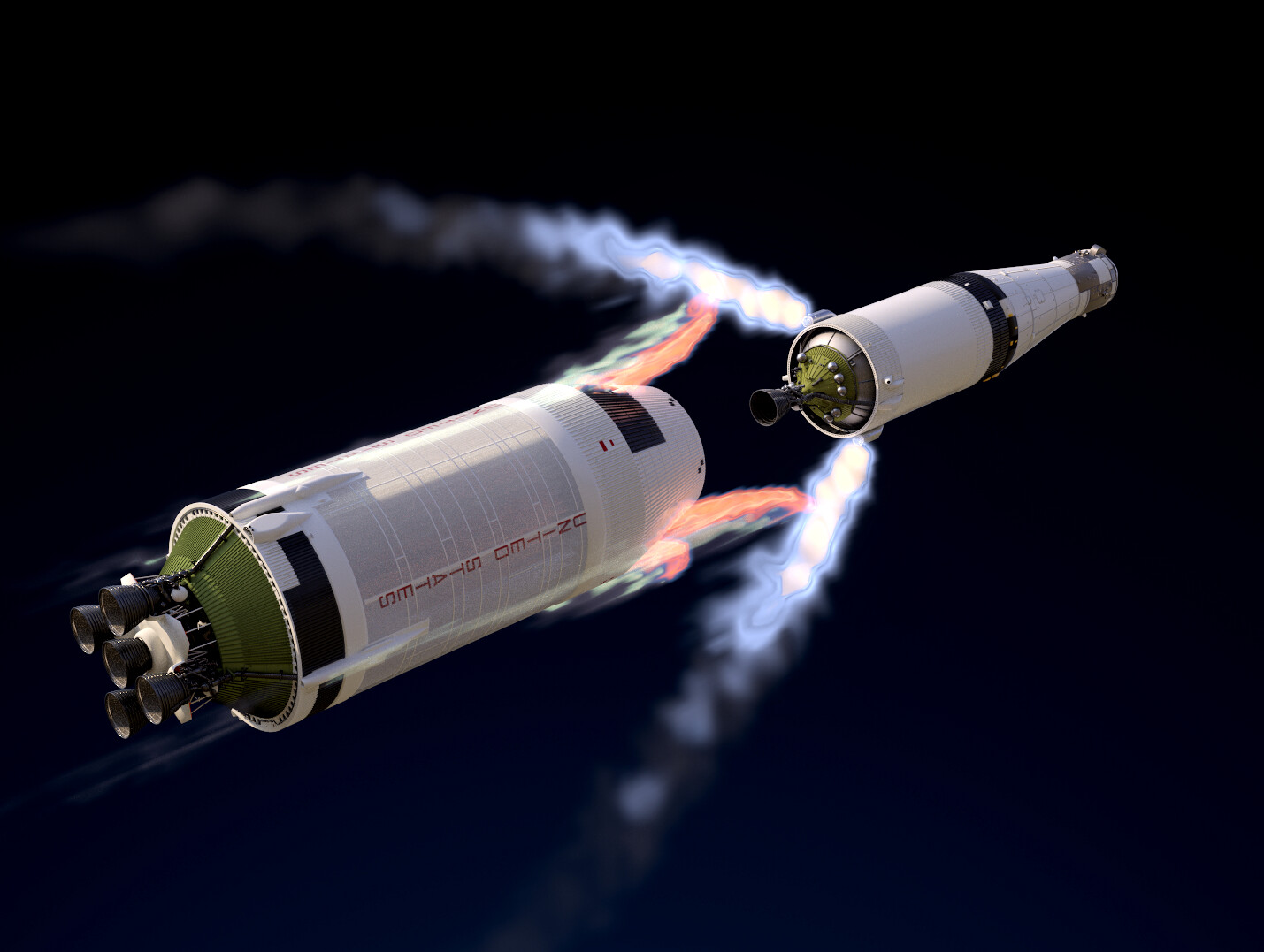 ArtStation Saturn V rocket launching 3D animation
