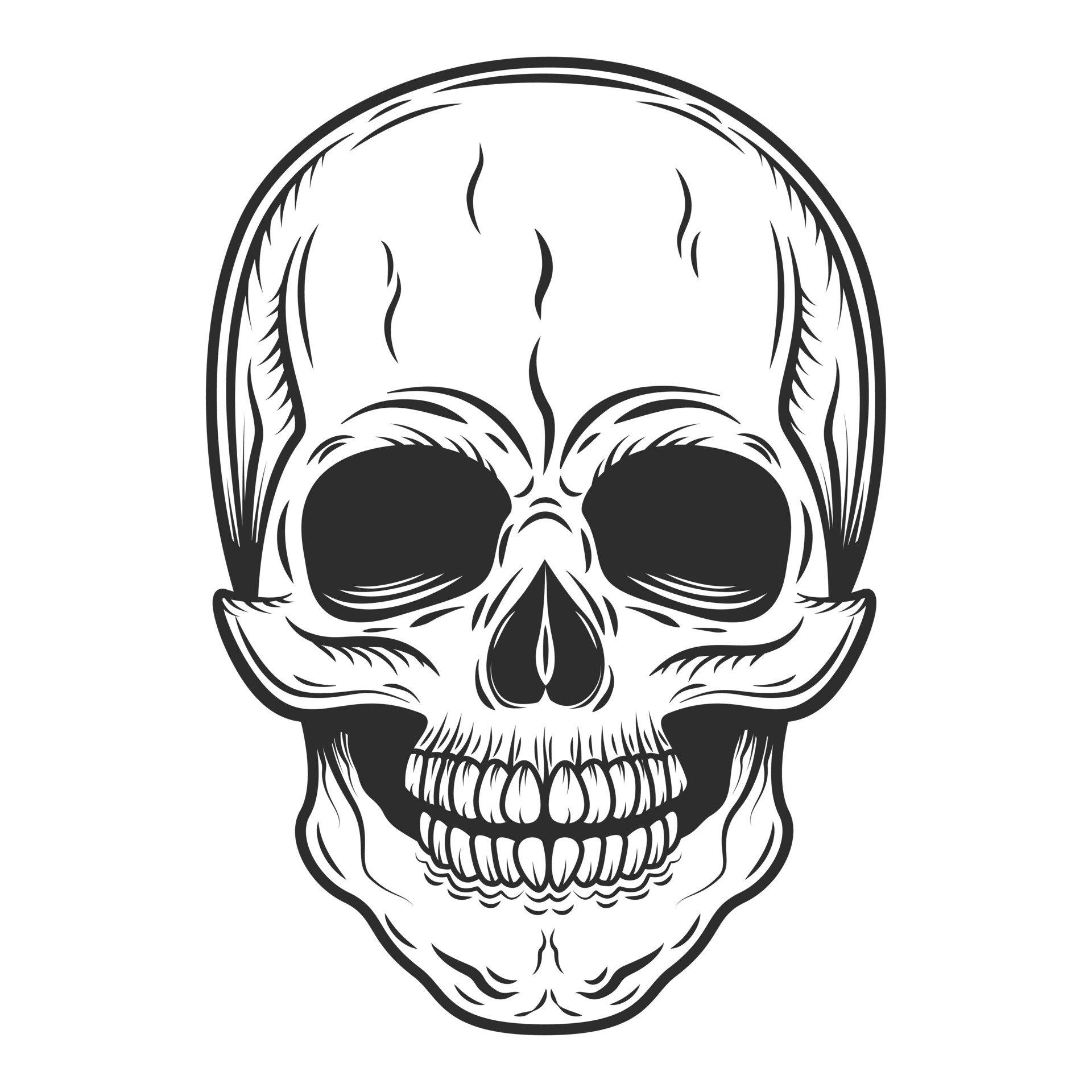 ArtStation - Skull monochrome style isolated vector on white background ...