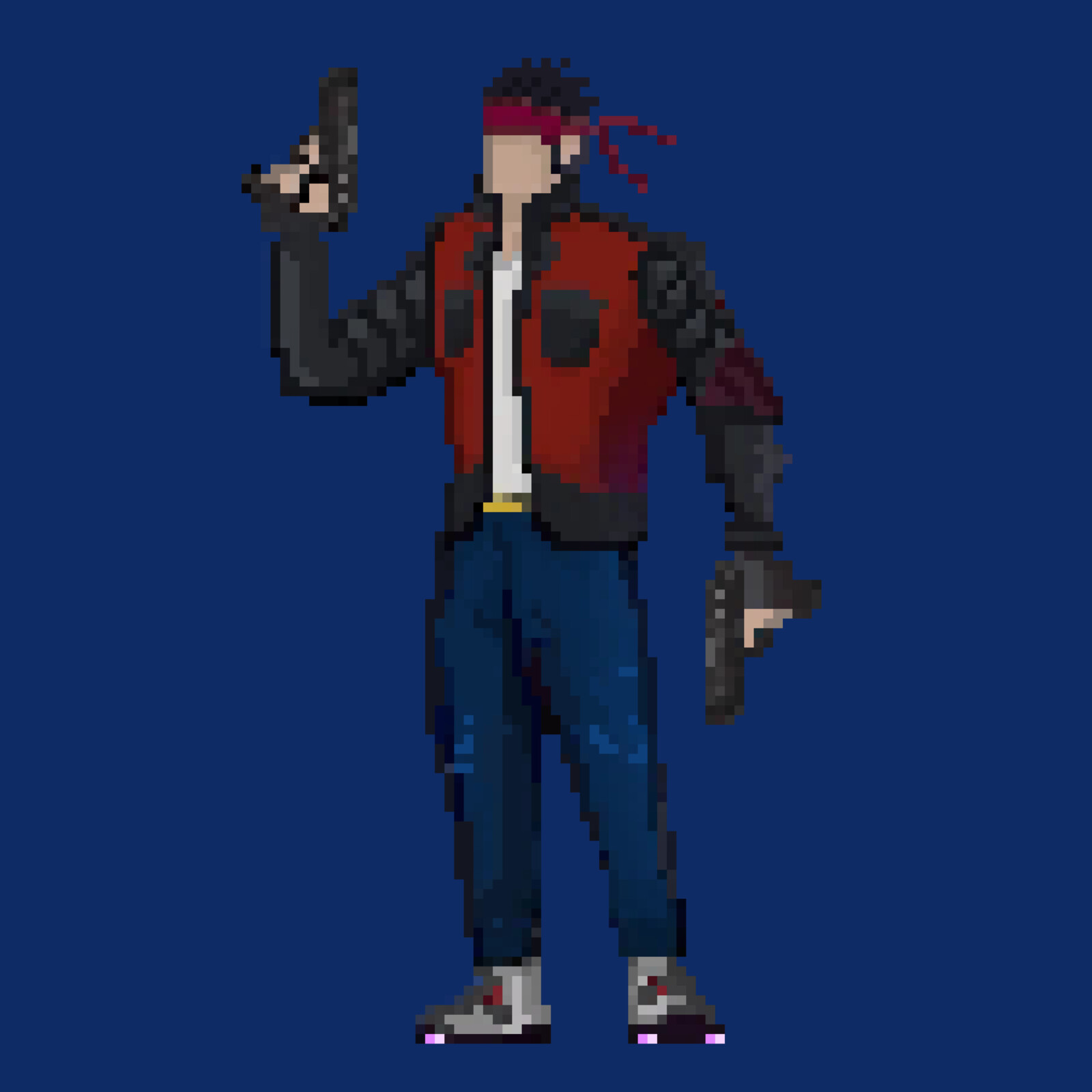 Pixel art Commission work  : (GIF) Cyberpunk man with duel gun