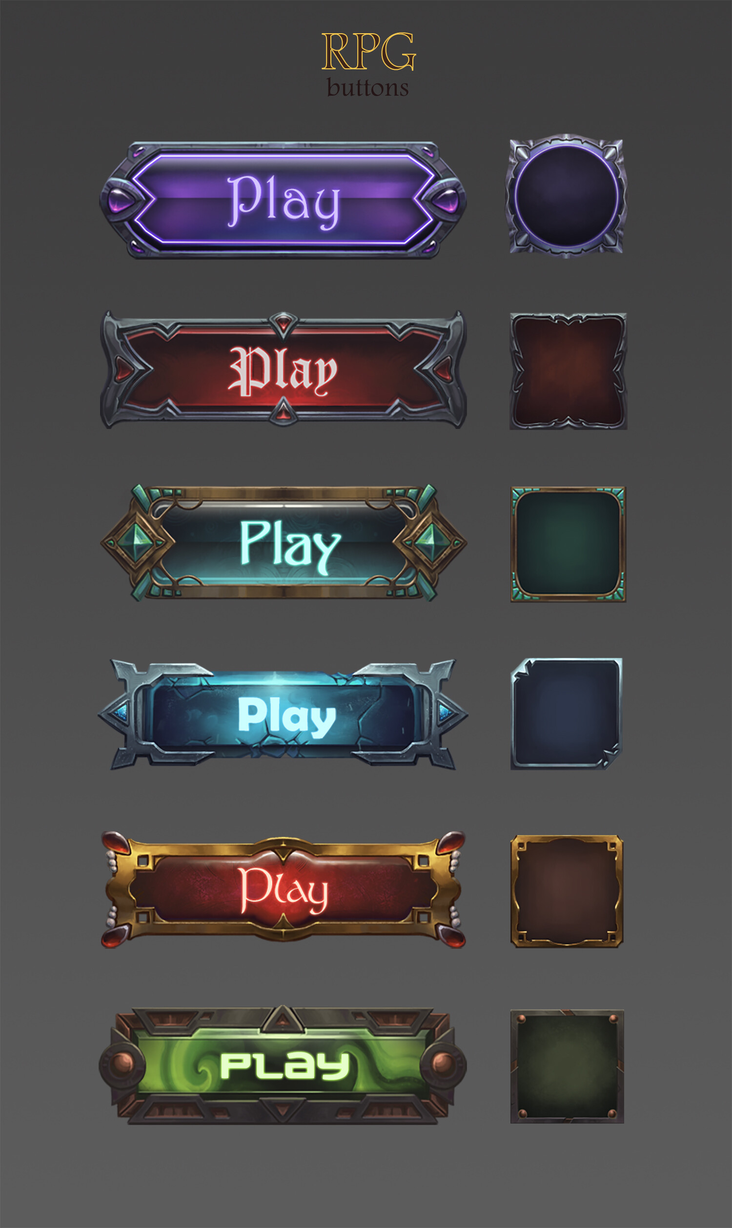 ArtStation - Fantasy RPG slots and buttons