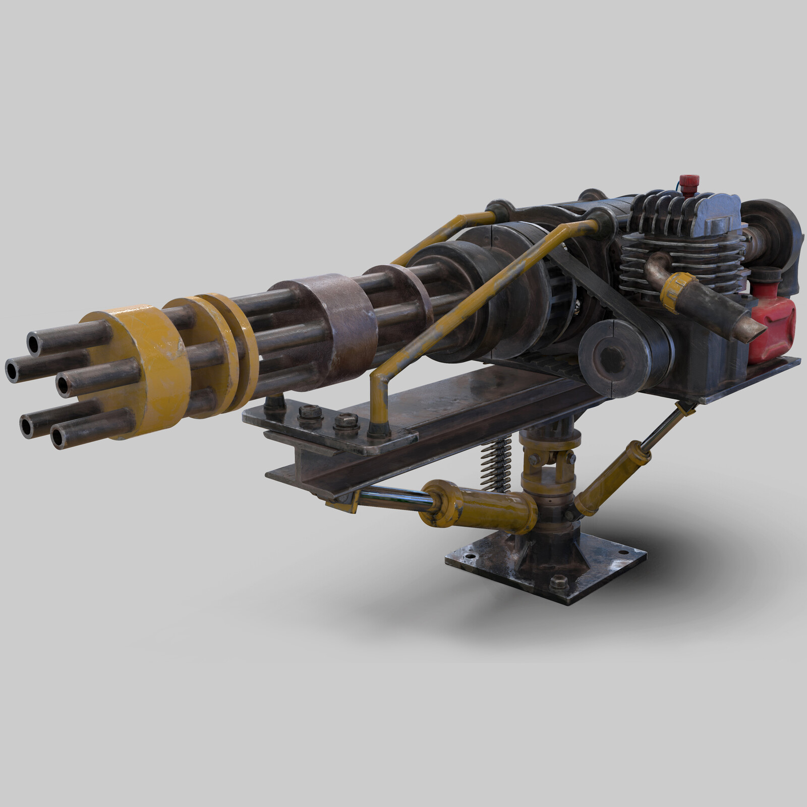 Minigun powered by a gasoline engine.