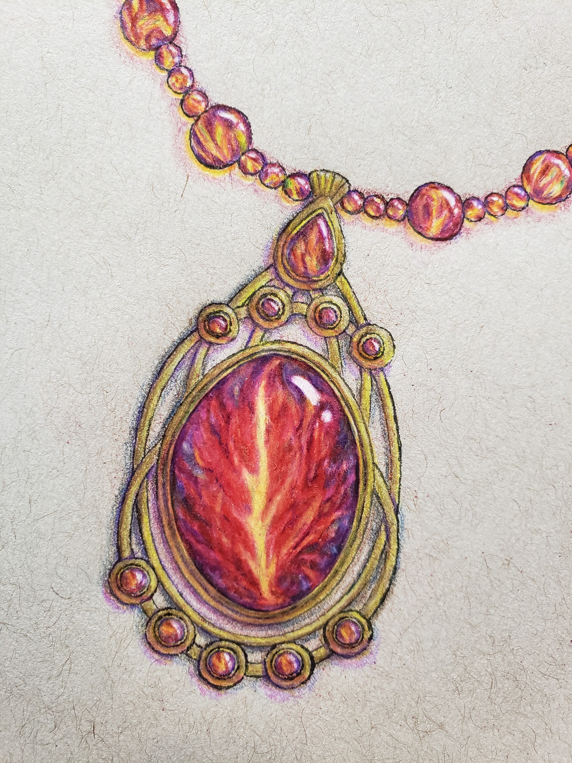 ArtStation Sanguine Bloodfire Opal Necklace