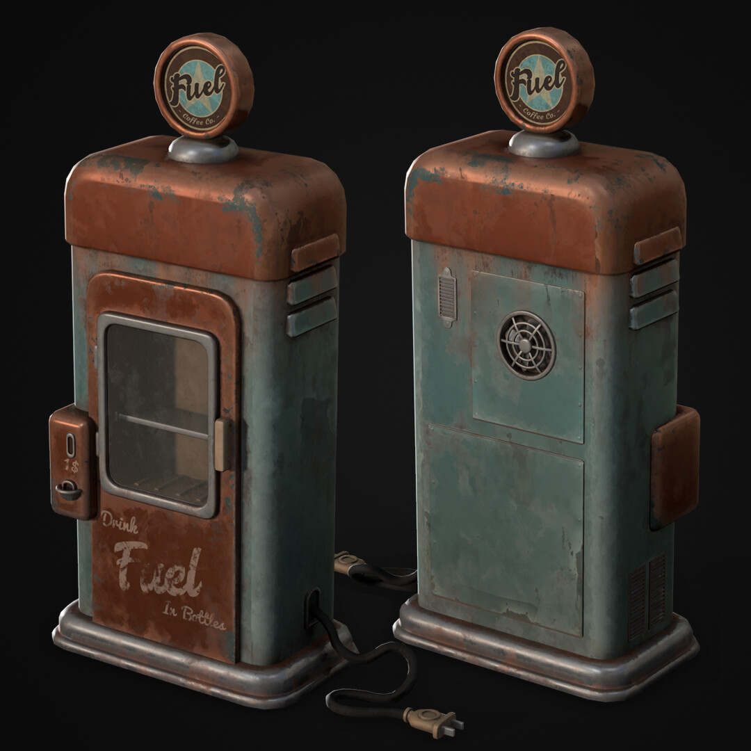 ArtStation - Vintage Vending Machine (7Up/Dr Pepper)