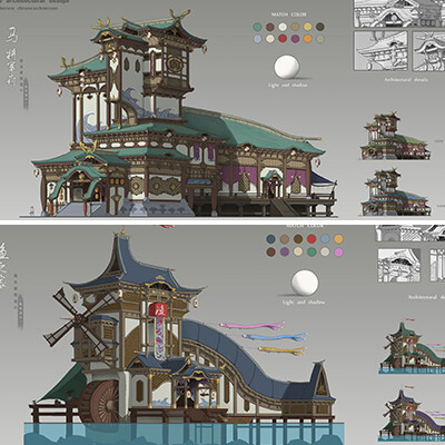 ArtStation - Ancient building line design