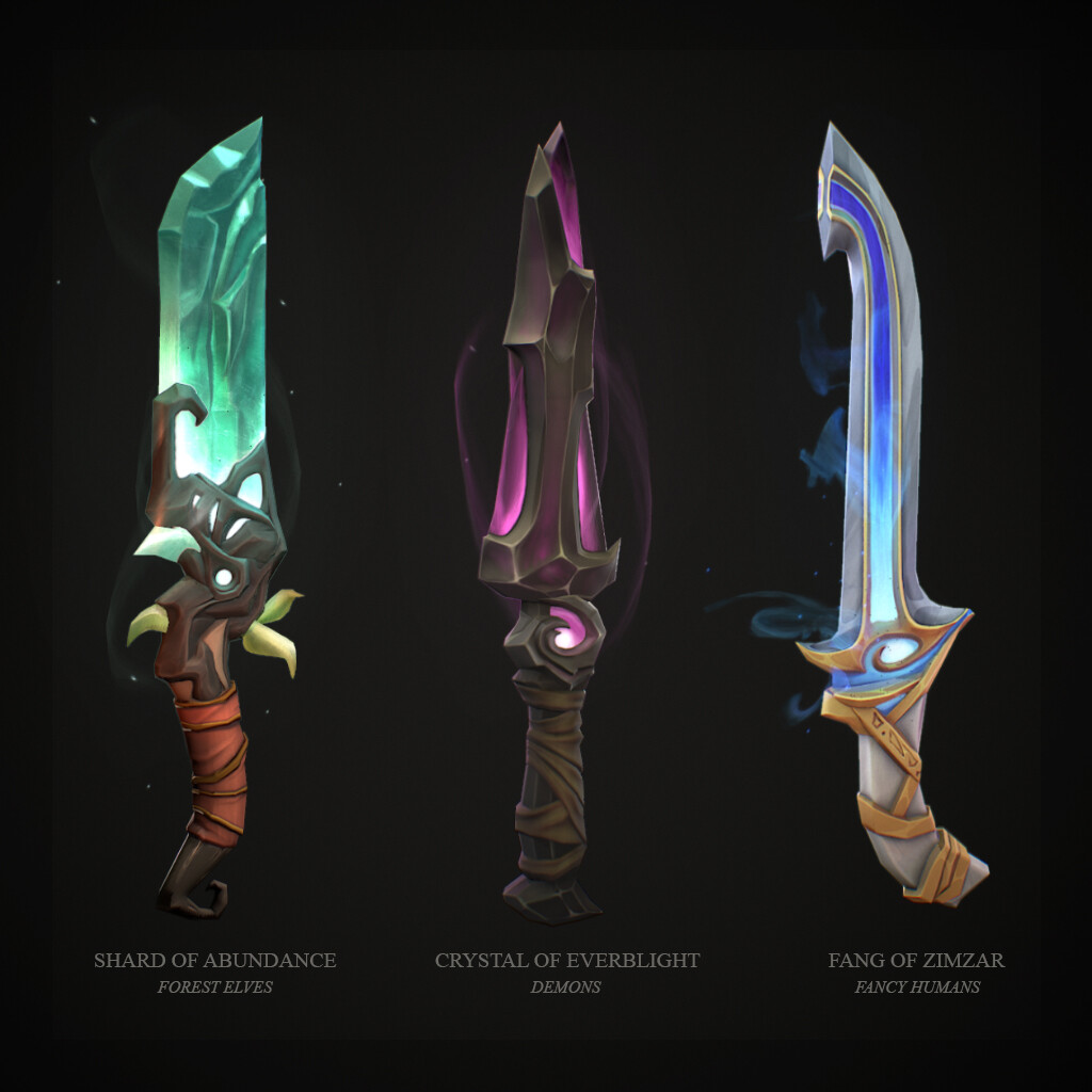 ArtStation - 3D Real time - Stylized Fantasy Daggers