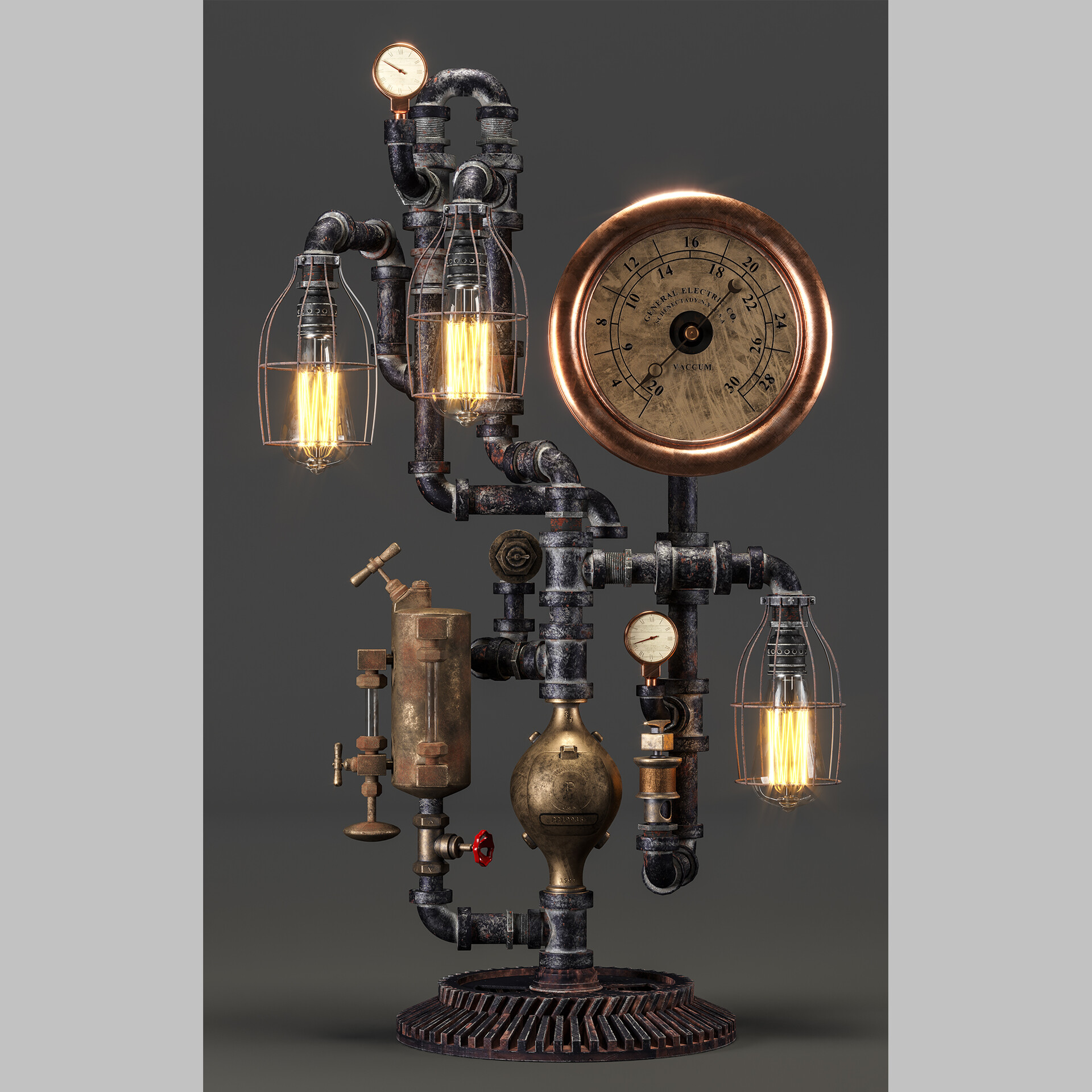 ArtStation - Steam Gauge Lamp by machineagelamps