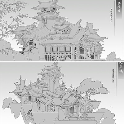 ArtStation - Ancient building line design