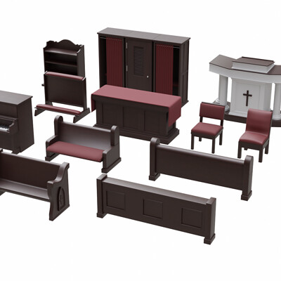 Church Furniture 3D Model Collection