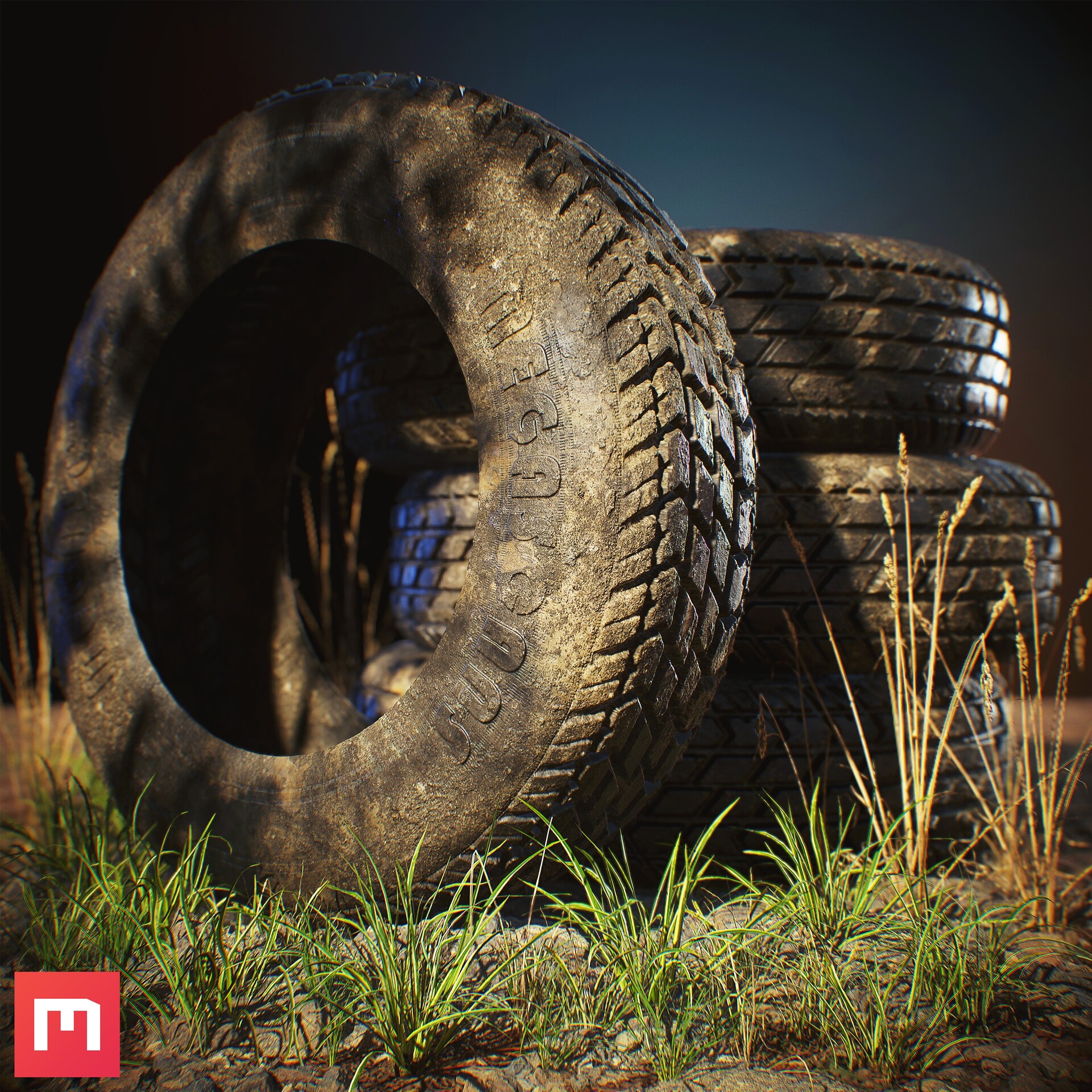 Artstation Tire Material Scene