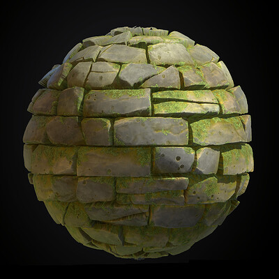 Stylized Mossy Brick Wall - Substance Designer