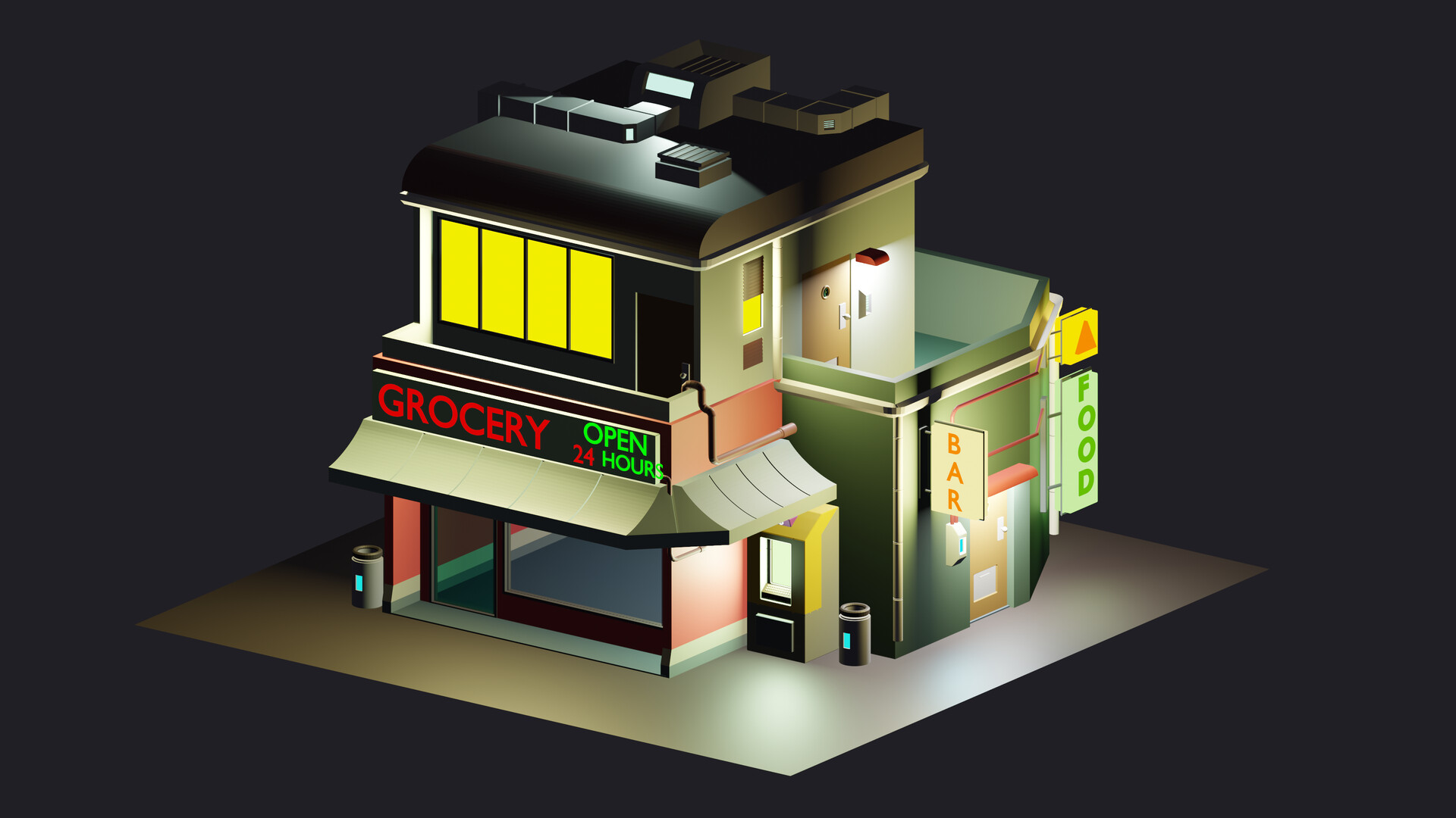 ArtStation - Sci-Fi Building (Grocery Shop)