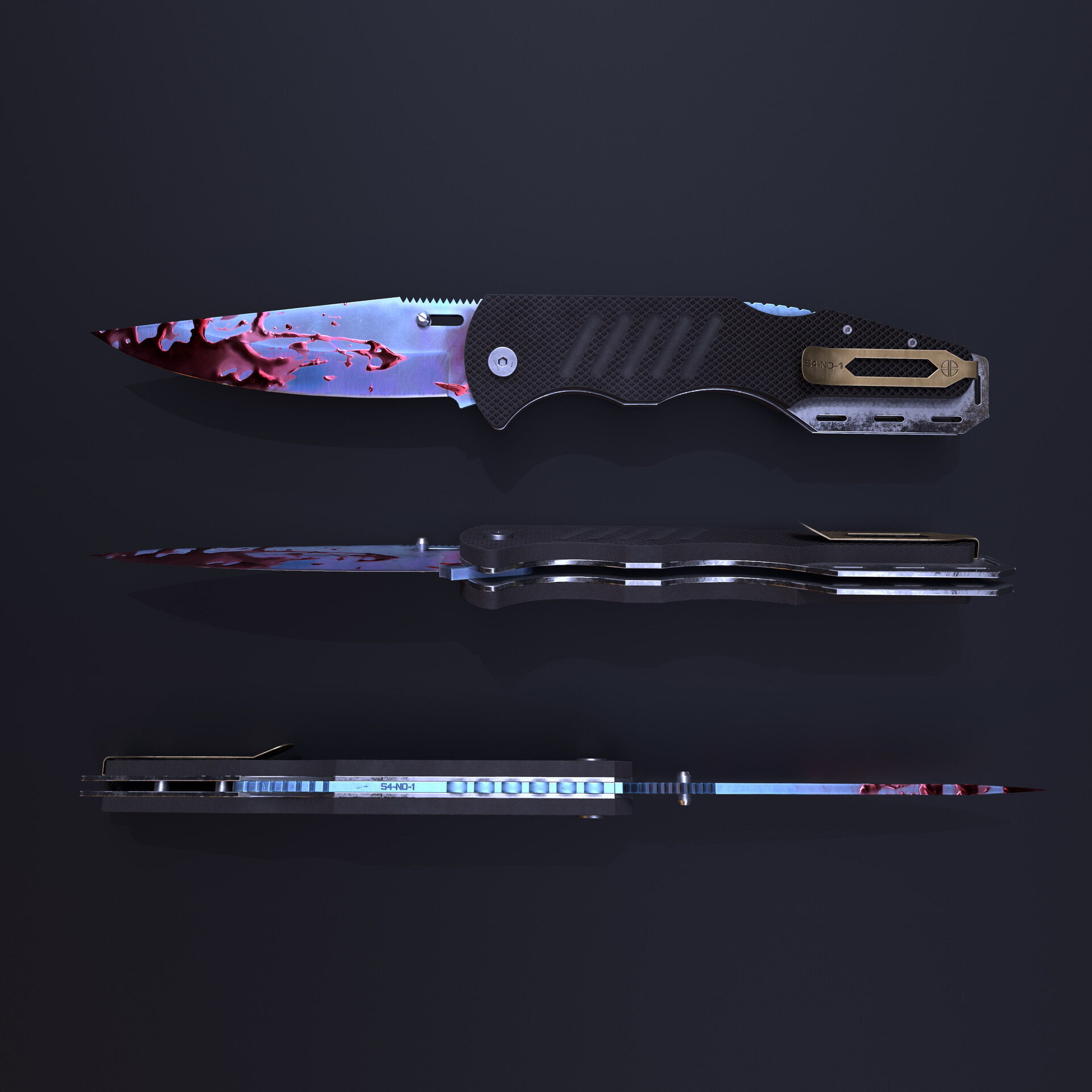 ArtStation Folding Knife With Blood Game Ready Asset