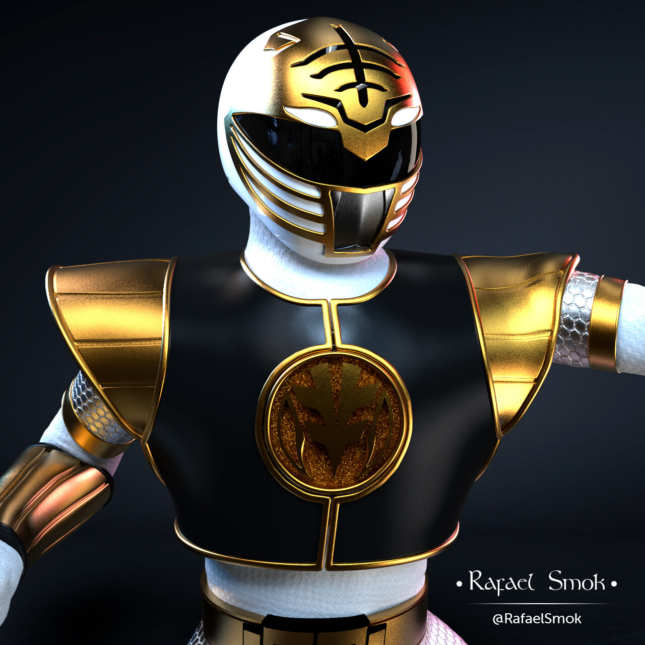 ArtStation - White Ranger Tigerzord - Posed