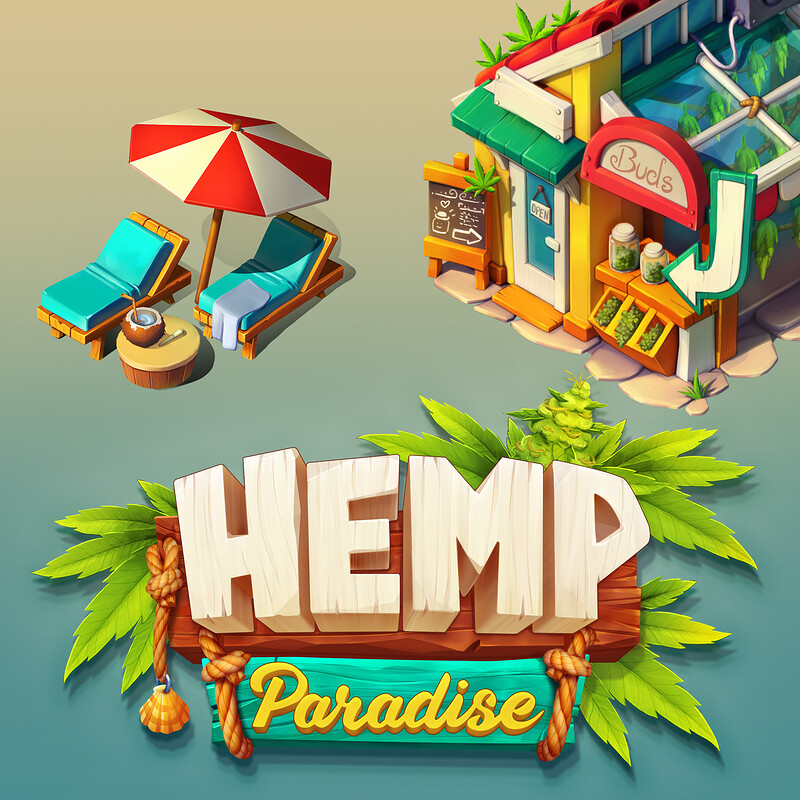 Game Art Brain Creation And Consulting Isometric Houses For Hemp Paradise 1432