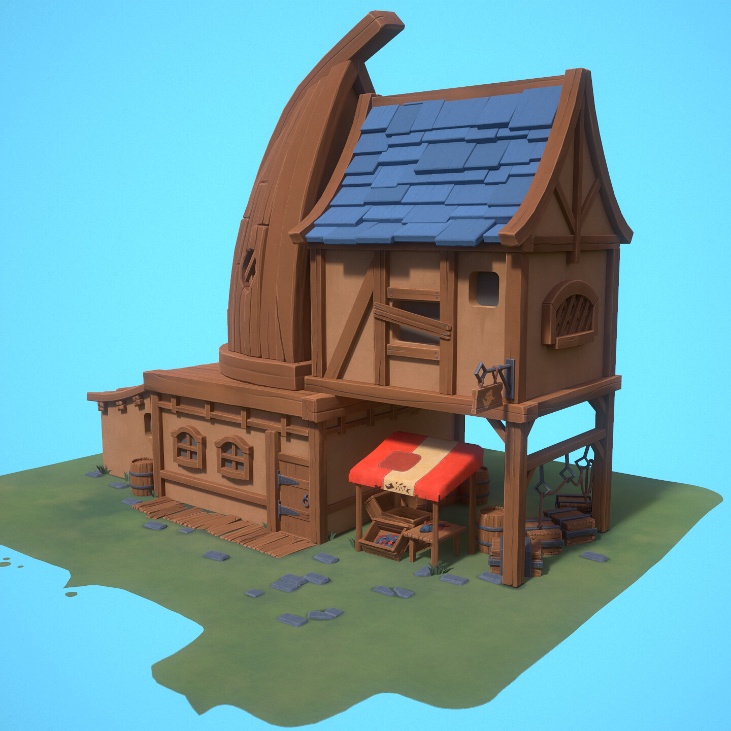 ArtStation - Stylized fisherman's house