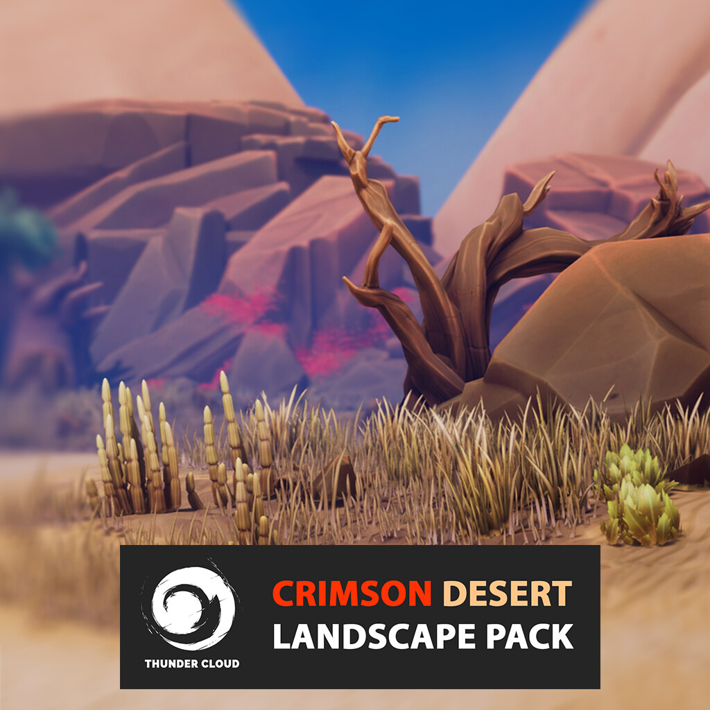 ArtStation CRIMSON DESERT LANDSCAPE   Thunder Cloud Thunder Cloud Artstationthumbnails Largescene 