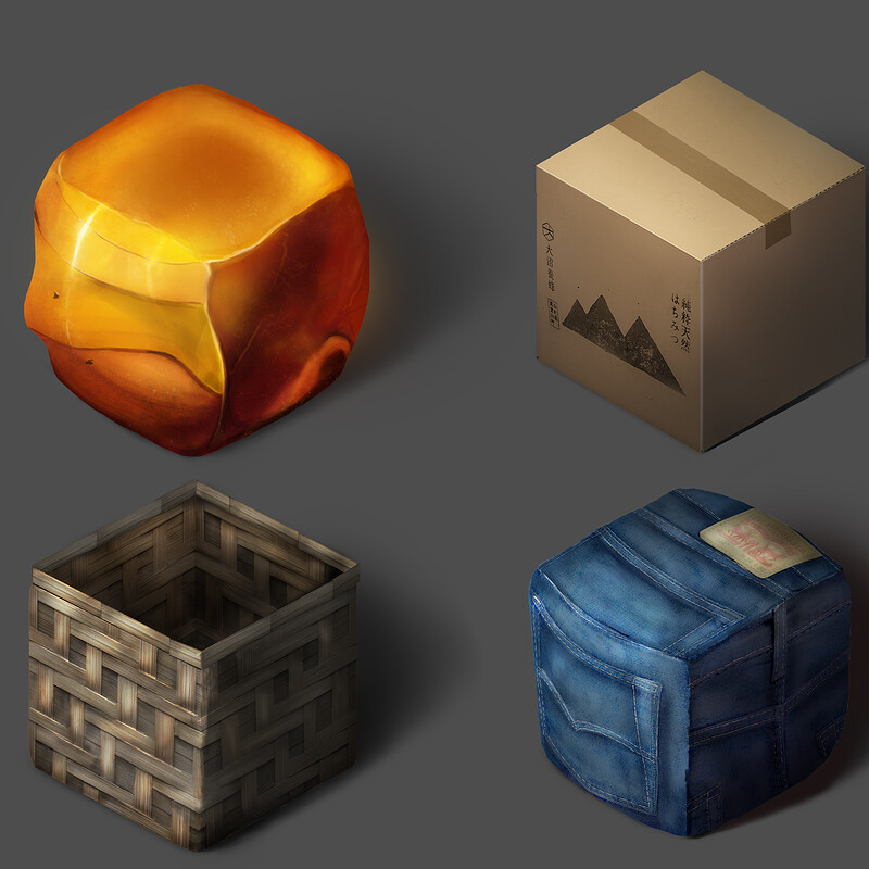 Isometric Cubes - Material Studies (Photoshop)