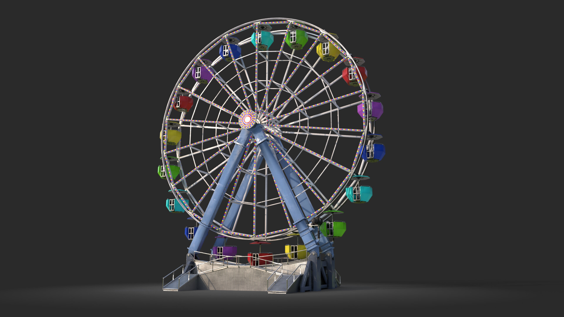 Artstation - 3d Game Asset - Ferris Wheel - Modeling, Pbr Texturing 